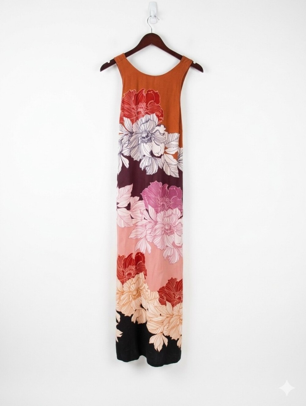 Anthropologie Maeve Floral Twist Back Maxi Dress - Orange Multi Colorblock - XS - Picture 4 of 10